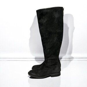 🌻NEW Born "Borman" Black Suede Leather Knee High Bohemian Back Zip Tall Boots 9